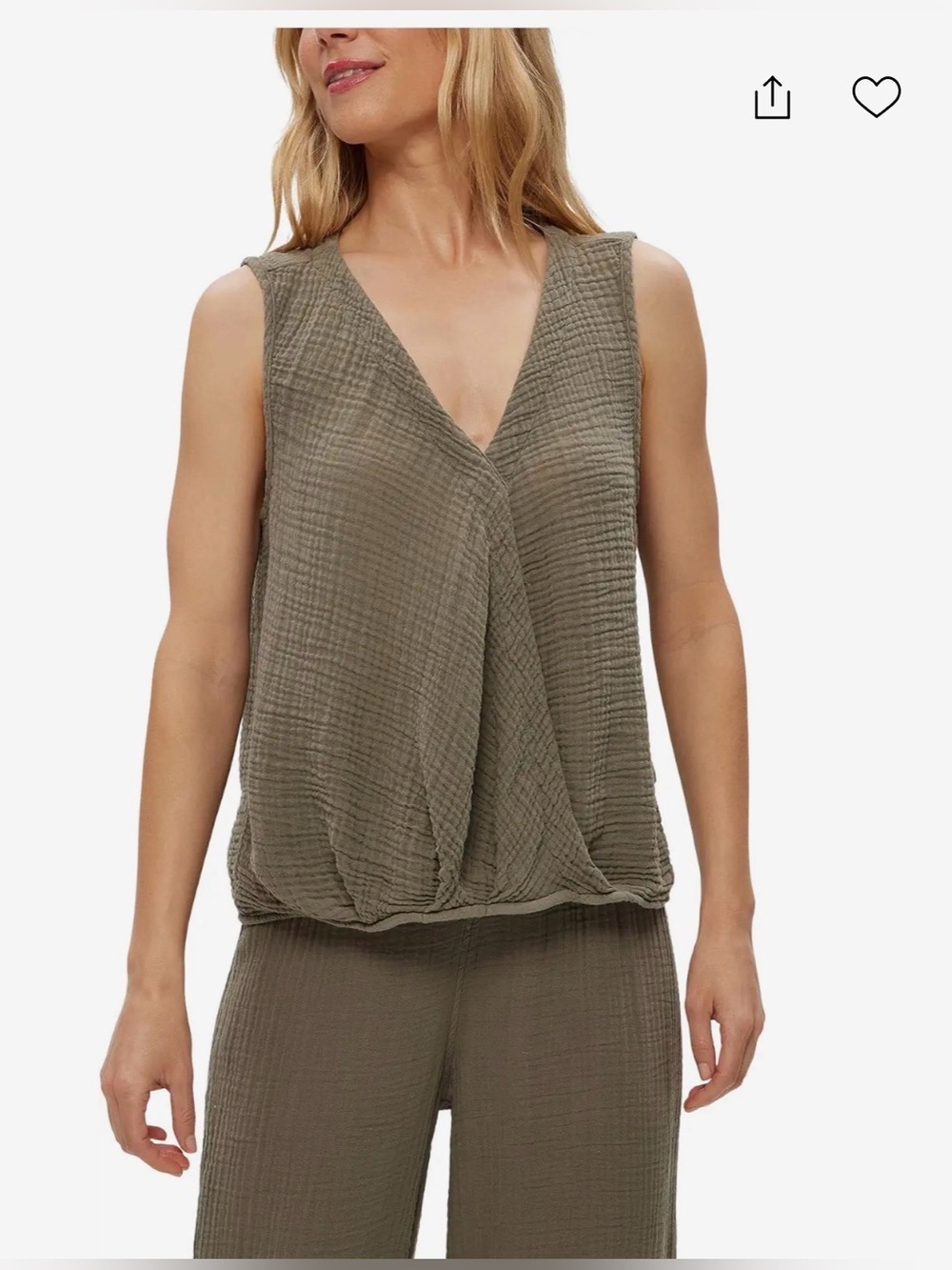 Michael Stars Kate Surplice Tank Light Blue Breezi Resort Beachy , XS - Picture 3 of 9
